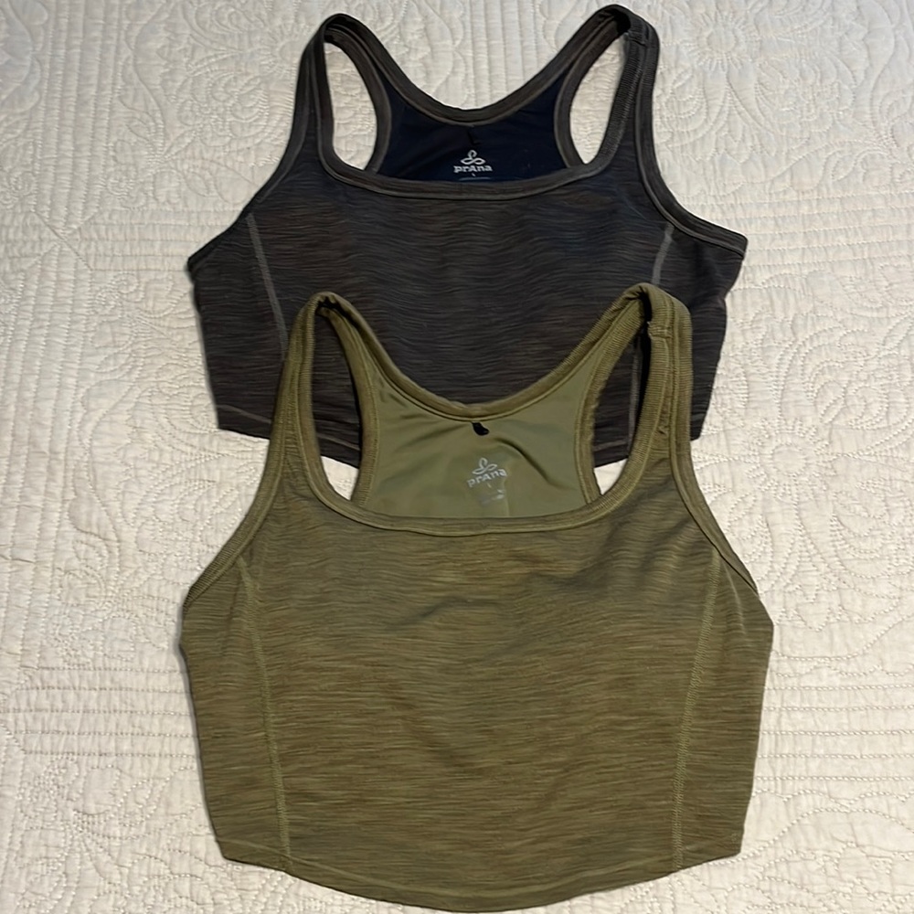 Prana Becksa Sports Bras, lot of 2 green gray